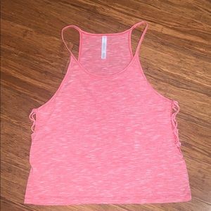 Red and white racerback tank top